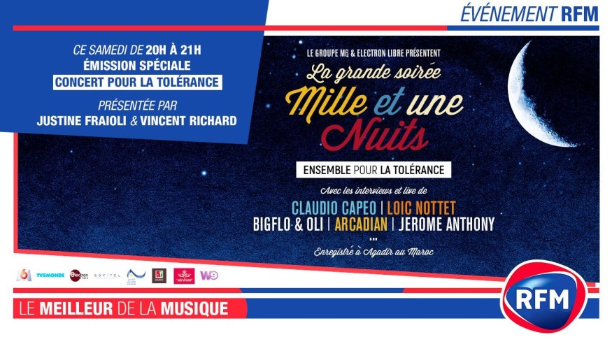 Samedi 28 octobre, à 20h : Emission spéciale Concert pour la Tolérance