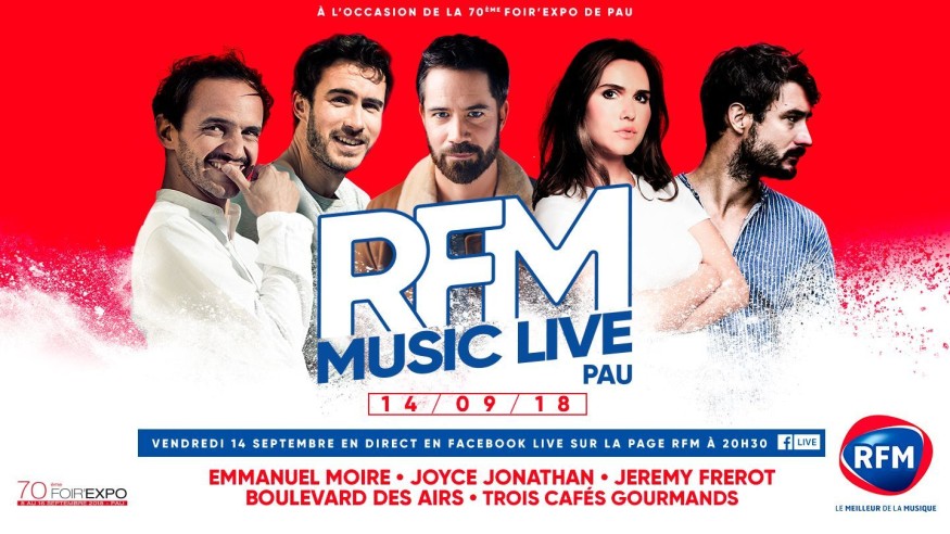Vendredi 14 septembre, à 20h30 : le RFM Music Live de Pau sera diffusé en Facebook Live !