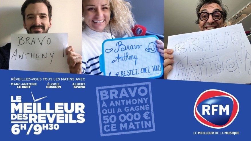 Le Meilleur des Réveils : Bravo à Anthony qui a gagné 50.000 € ce matin sur RFM !