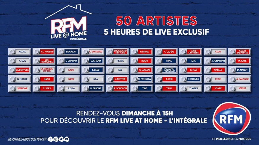 Dimanche 10 mai à 15h, retrouvez l’intégrale de vos RFM Live @ Home !
