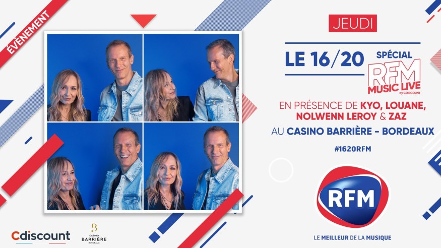Jeudi 2 décembre : Le 16/20 est au RFM Music Live à Bordeaux !